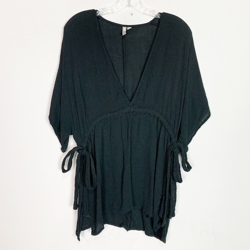 ASOS black v neck swim cover up tunic top size 6